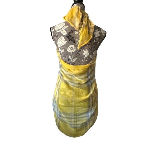 Unknown Brand OS Yellow/Gray/Tan Color Mega Check Soft Woven Wrap/Coverup/Scarf - Picture 11 of 15